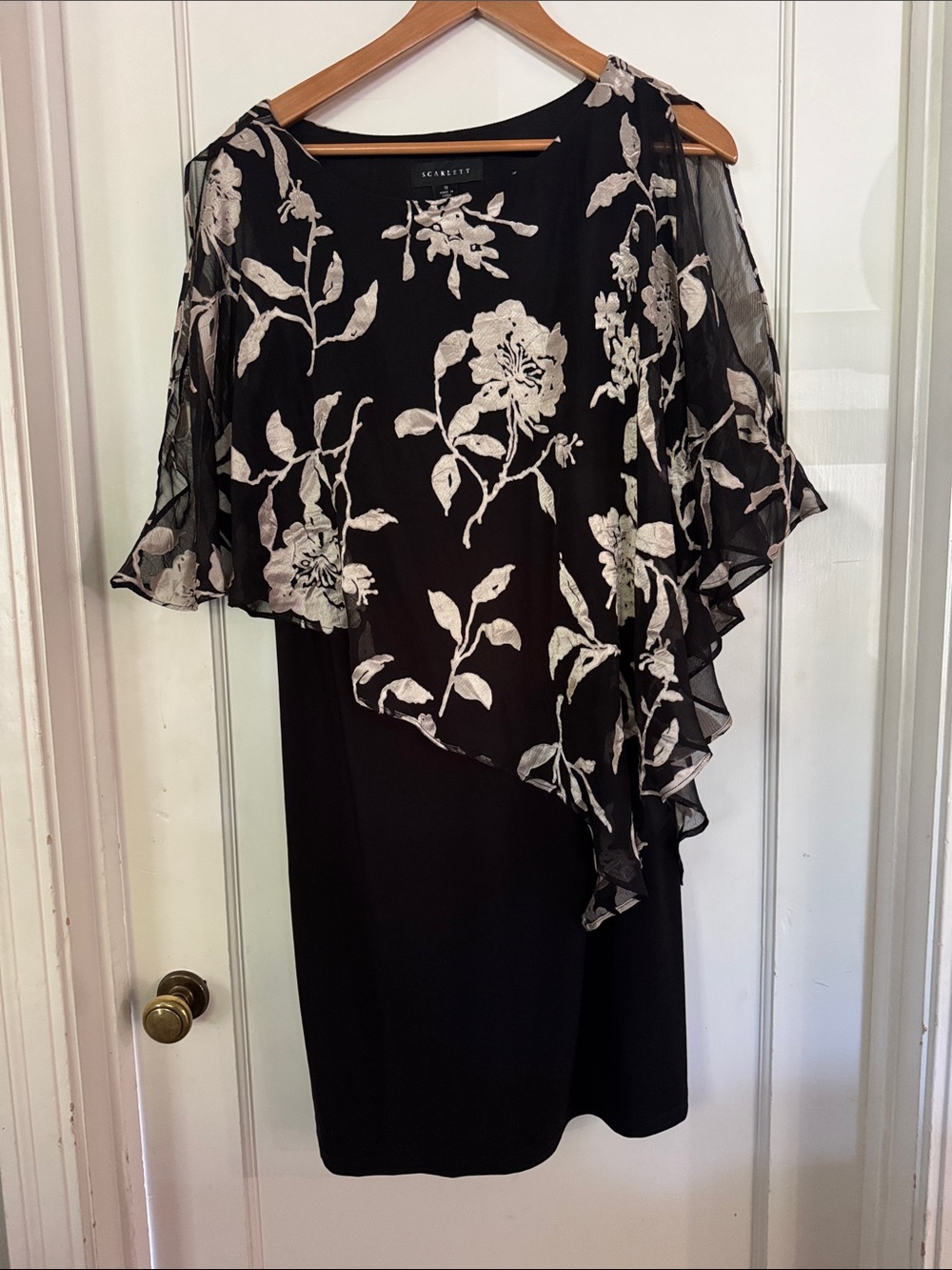 Scarlett Black Dress with Cream Floral overlay